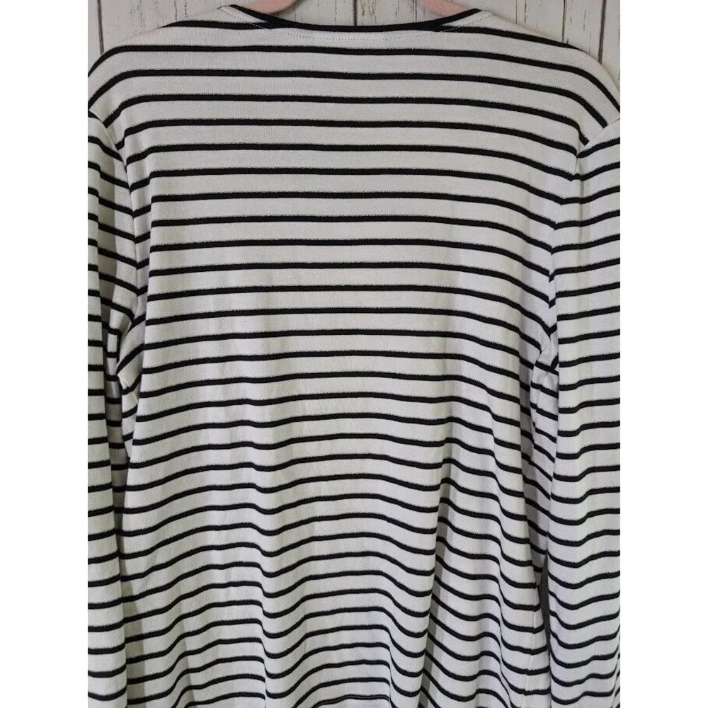 Charter Club Size XXL Black White‎ Stripe Pima Cotton Long Sleeve Womens Top - Picture 7 of 8